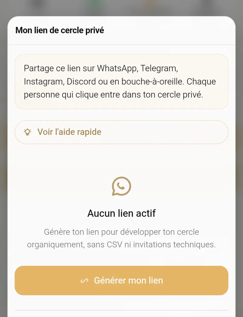 Création et partage d'un cercle privé sur Zyvent