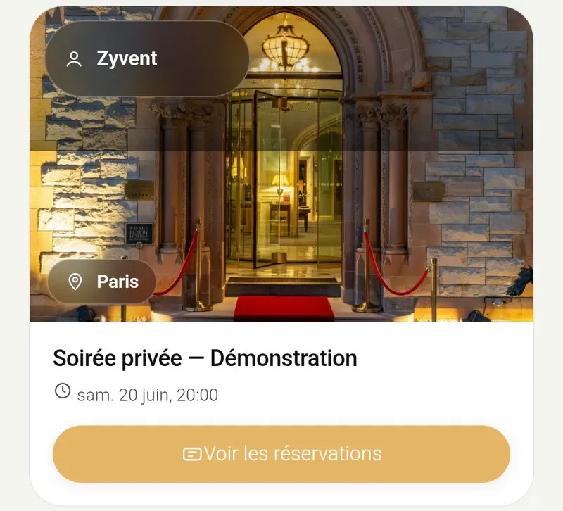 Gestion d'un événement privé depuis l'application mobile Zyvent